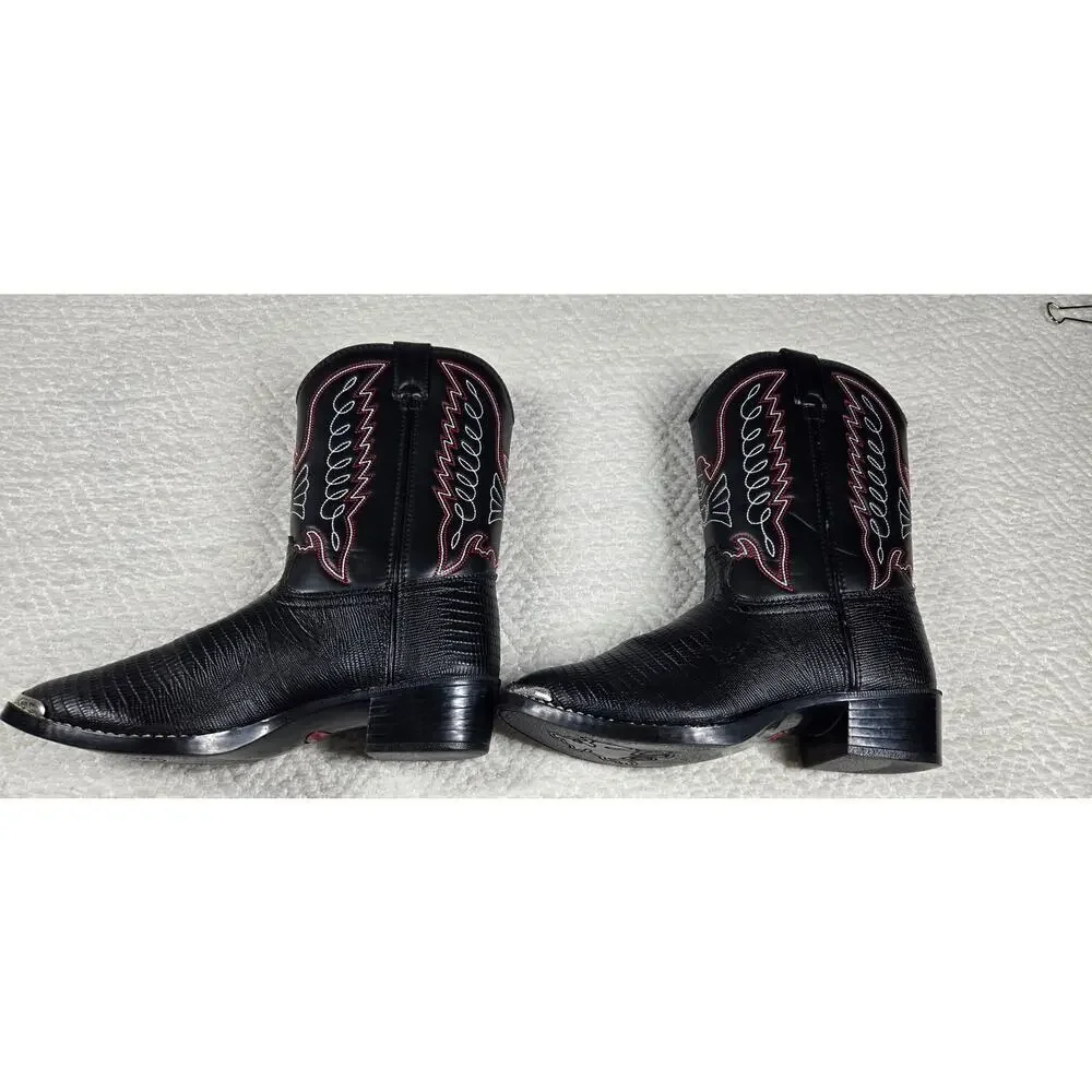 Durango kids Cowboy boots BT940 Lizard print black/red/white Western Size 6D
